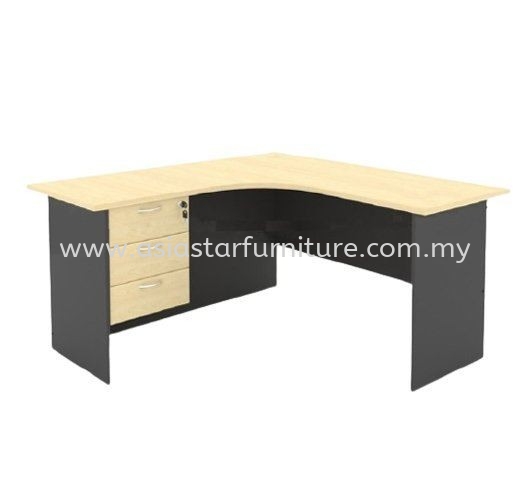 5' Meja Pejabat Bentuk L Dengan Laci (Warna Maple & Kelabu Gelap) - meja pejabat bentuk L Harga Promosi | meja pejabat bentuk L Puchong | meja pejabat bentuk L Sunway | meja pejabat bentuk L Subang | meja pejabat bentuk L Shah Alam