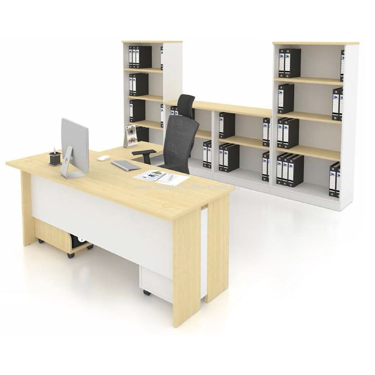 FAMAH 5' OFFICE TABLE | STUDY TABLE | COMPUTER TABLE C/W SIDE TABLE DRAWER & CABINET SET - office table set Putra Jaya | office table set Cyber Jaya | office table set Banting | office table set Sepang