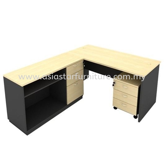 5' OFFICE TABLE C/W SIDE CABINET & MOBILE PEDESTAL 3D SET - office table set Mahkota Cheras | office table set KL-PJ-Selangor-Malaysia | office table set One City | office table set Sunway Mentari