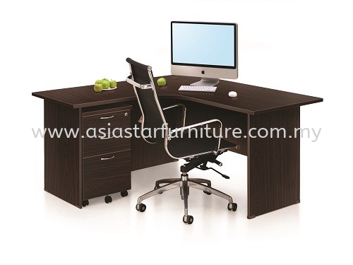 5' L SHAPE TABLE | STUDY TABLE | COMPUTER TABLE C/W MOBILE PEDESTAL 2D1F (FULL WALNUT) - L shape table Segambut | L shape table Kepong | L shape table Rawang | L shape table Niai | L shape table Kelana Jaya