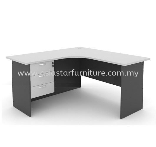 5' L Shape Office Table/Desk c/w Hanging Drawer (Color Grey) - L shape table Top 10 Best Selling | L shape table Cheras | L shape table Ampang | L shape table Sungai Besi 