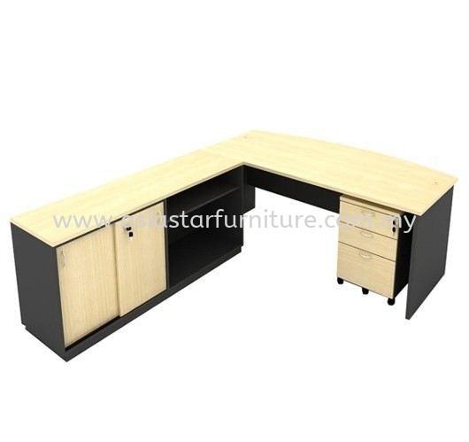 6' EXECUTIVE OFFICE TABLE C/W DUAL SIDE CABINET & MOBILE DRAWER 2D1F SET - office table set Bukit Jelutong | office table set Rawang | office table set  Puncak Jalil | office table set Kelana Jaya 