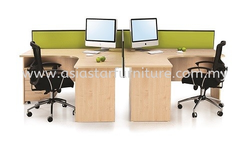 EXTON 5' L SHAPE OFFICE TABLE COMBINE TO  CLUSTER OF 2 WORKSTATION SET- L shape table set SS2 PJ | L shape table set Kelana Jaya | L shape table set Shah Alam