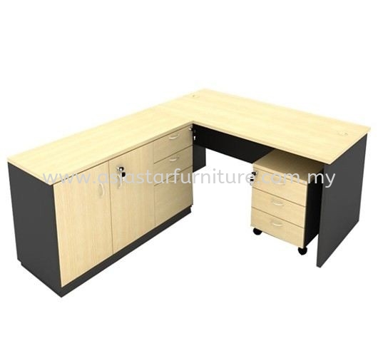 5' OFFICE TABLE CW SIDE CABINET & MOBILE PEDESTAL 3D SET - office table set Bandar Puteri Puchong | office table Hicom Glenmarie Shah Alam | office table Puncak Alam | office table Puchong Jaya