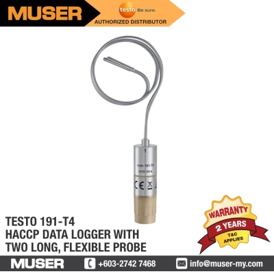 testo 191-T4 HACCP Temperature Data Logger with Two Long, Flexible Probes