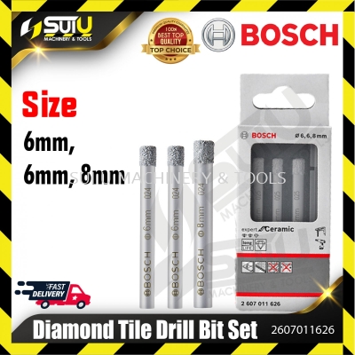 BOSCH 2607011626 Diamond Tile Drill Bit Set (6mm-8mm)