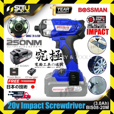 BOSSMAN BIS08-20M 20V Cordless Impact Screwdriver c/w 1x 3.0Ah Battery + 1x Charger