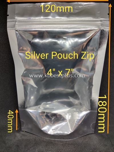 Silver Pouch Zip 4"x7" 100pcs+/-