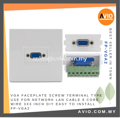 D-SUB VGA Faceplate Screw Terminal Type use for Network LAN Cable 8 Core Wire 3x3 Inch DIY Easy to Install FP-VGA2