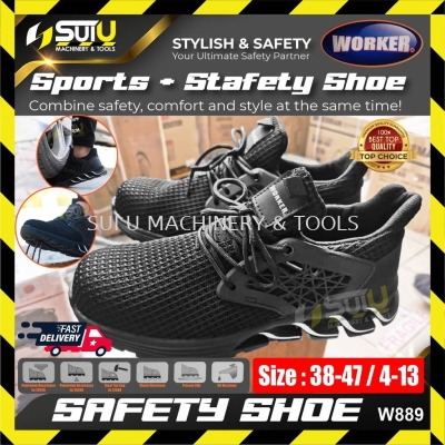 WORKER W889 Safety Shoes Sport Shoes Wear-Resistant Anti-Smashing Anti-Puncture Work Sneakers Protective Shoes 38-47/4-3
