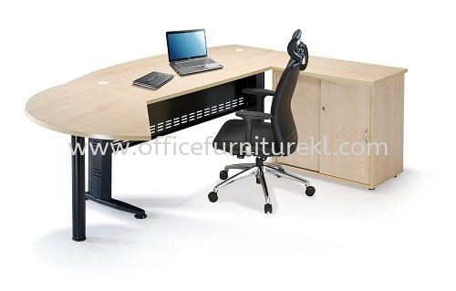 QAMAR EXECUTIVE OFFICE TABLE / DESK D-SHAPE COMBINATION SET AQMB 180A (Color Maple) - executive office table Titiwangsa | executive office table Eco Usj Taipan | executive office table Damansara Intan | executive office table Promotion Price