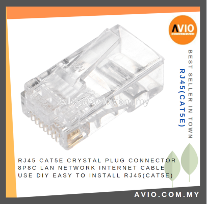 RJ45 Cat5e Crystal Plug Connector 8P8C LAN Network Internet Cable use DIY Easy to Install RJ45(Cat5e)