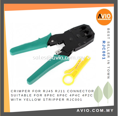 Crimper for RJ45 RJ11 Connector Suitable for 8P8C 6P6C 4P4C 4P2C with Yellow Stripper RJC001