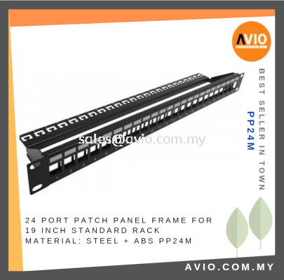 24 Port Patch Panel Frame for 19" 19 Inch Standard Rack Material Steel + ABS PP24M