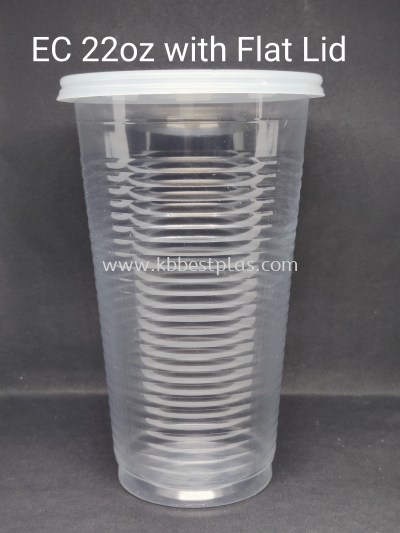 PP Clear Cup 22oz+Flat Lid (no straw) set 100pcs+/-