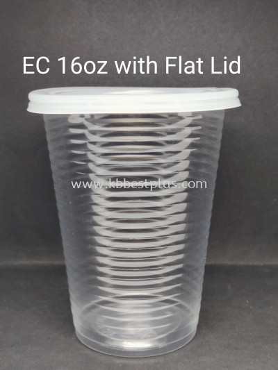 PP Clear Cup 16oz+Flat Lid (no straw) set 100pcs+/-