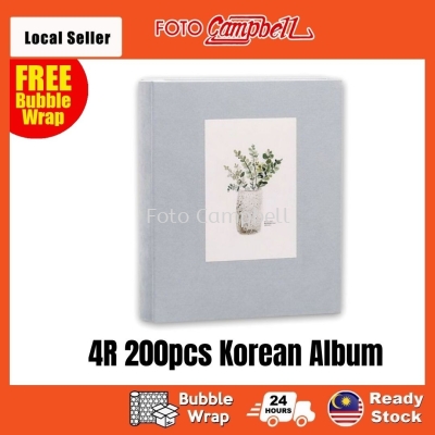 4R-200pcs fabric cover Pocket AlbumReady Stock---light blue flower