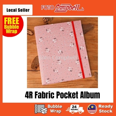 4R-100/200pcs pocket Photo Album(fabric cover)Ready Stock--- sakura pink