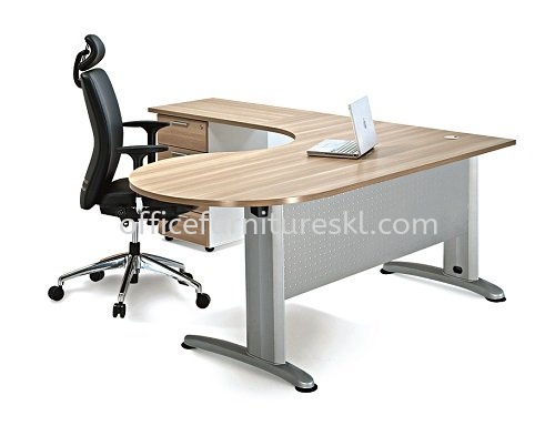 BERLIN WRITING OFFICE TABLE/DESK L-SHAPE ROUND END ABMB66 - Office Furniture Mall Writing Office Table | Writing Office Table Icon City PJ | Writing Office Table Bandar Sunway | Writing Office Table Puncak Jalil