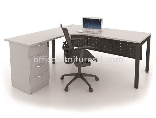 MUKI MEJA PEJABAT/TULIS EKSEKUTIF BERBENTUK L & LACI 4D-MUMD8286G - Office Furniture Manufacturer Executive Office Table | Executive Office Table Shah Alam | Executive Office Table Hicom Glenmarie Shah Alam | Executive Office Table Southgate Commercial Centre