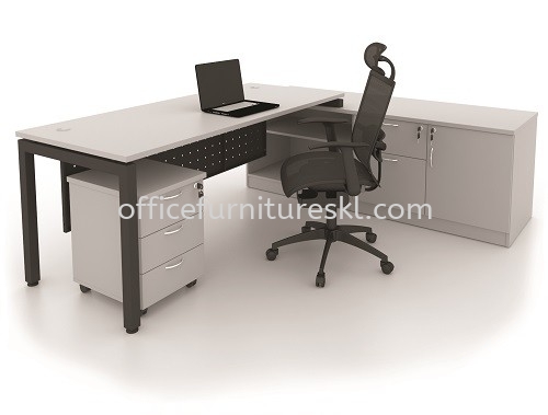 MUKI DIRECTOR OFFICE TABLE WITH SIDE CABINET & MOBILE PEDESTAL 3D - Mid Year Sale Director Office Table | Director Office Table Pandan Indah | Director Office Table Pandan Perdana | Director Office Table Taman Muda