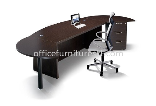 QAMAR EXECUTVE DIRECTOR OFFICE TABLE WITH SIDE CONNECTION & FIXED PEDESTAL - Top 10 Best Recommended Director Office Table | Director Office Table Kepong | Director Office Table Serdang | Director Office Table Balakong