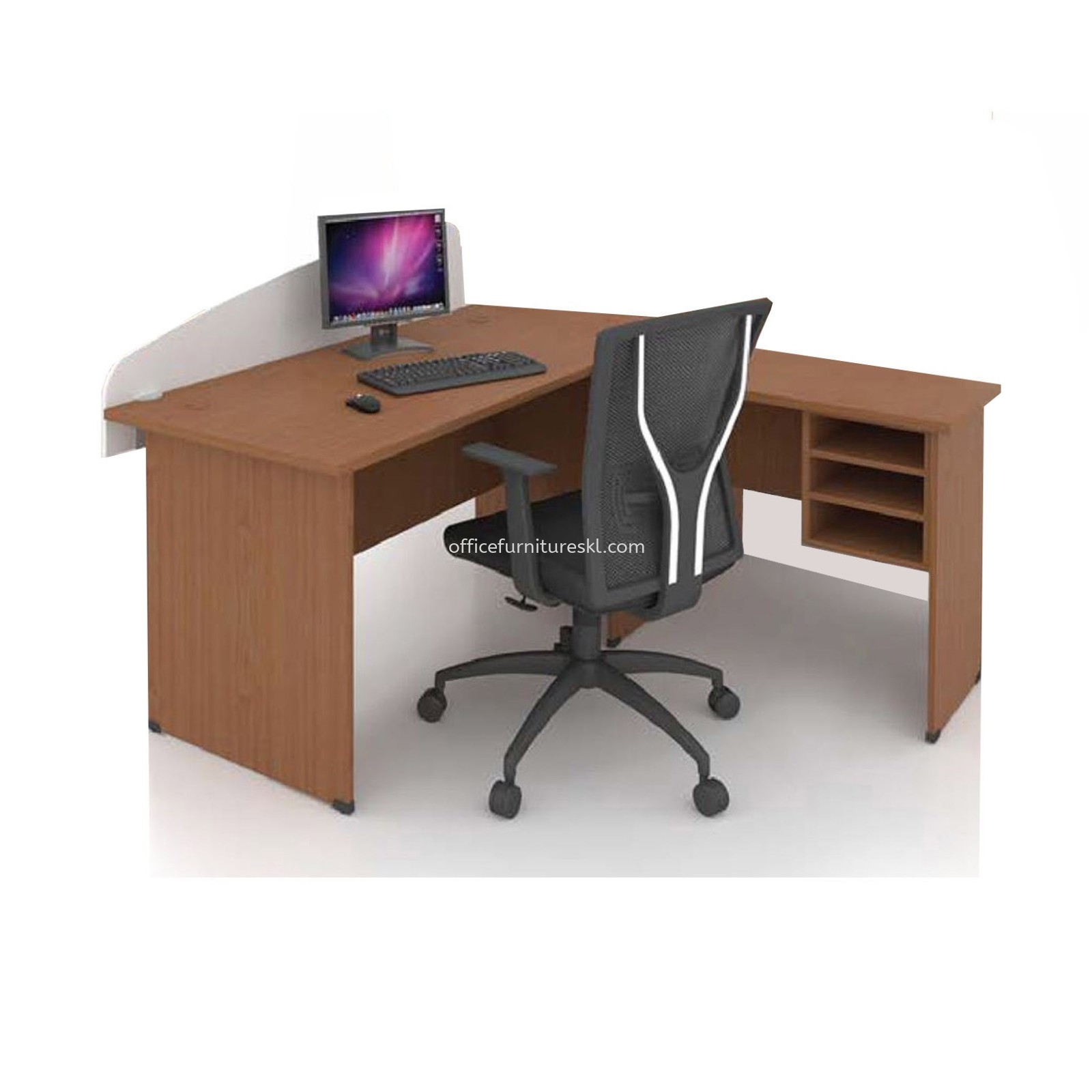 FOBIS 4 FEET OFFICE TABLE C/W SIDE TABLE & RETURN RACK - Office Table Kepong | Office Table Segambut | Office Table Kelana Jaya | Office Table Oasis Ara Damansara