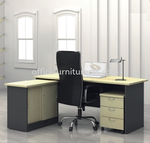 5 FEET OFFICE TABLE C/W SIDE CABINET & MOBILE PEDESTAL 3D SET - Office Table Damansara Height | Office Table Bandar Utama | Office Table Mutiara Damansara | Office Table Bukit Jelutong