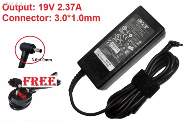 ACER Power Adapter Charger 19V 2.37A 3.01.0mm (45W)  ASPIRE S5-371-76H0, SWIFT 3 SF314-55-784M, SWIFT 3 SF314-55G, SPIN 5 SP513-52N-856S, ASPIRE S7-391, SP111-33-C6UV, N15Q1, SWITCH 11 V SW5-173-614T