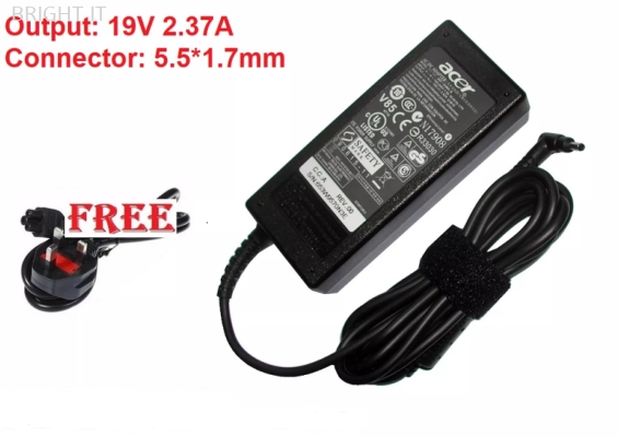 ACER Power Adapter Charger 19V 2.37A 5.51.7mm (45W)  ASPIRE 3 A315-51-36X, E1-570G, ASPIRE E5-575-500U, E5-575, MS2394, ASPIRE R14, ASPIRE ES1-512-C5YW, ASPIRE R13, ASPIRE 3 A315-21, CHROMEBOOK AC700