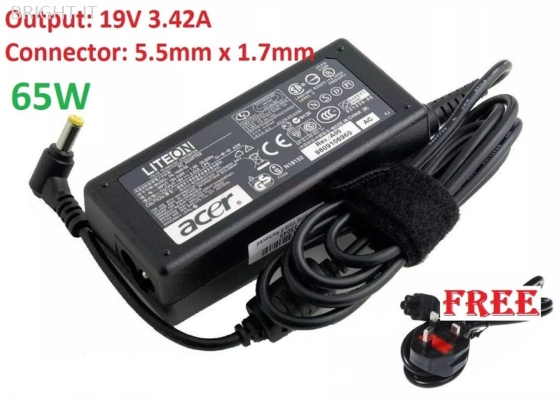 Acer 3.42A 5.51.7mm Aspire V5 V3 E1 Series 65w Laptop AC Adapter Charger  S3-951-2634G52NSS S3-391-6686 S3-951-32364G34NSS S3-391-6811 F5-573 E5-475G-79YG A515-51G-82AR F5-572 V5-552P-X882 E5-523 S3-95