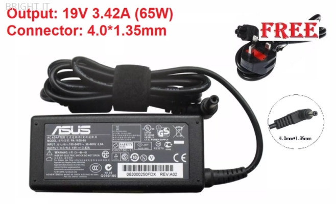 Asus Laptop Adapter Charger 19V 3.42A 65W 4.01.35mm ASUS Transformer Book Flip Q302LA TP300L TP300LA TP300LAB TP300LD TP300UA TX201LA TP301UA TP301UJ TP501UA TP501U TP501UQ TP501UB TP300UA Series