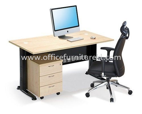 QAMAR WRITING OFFICE TABLE / DESK & MOBILE PEDESTAL 3D AQ 128 (Color Maple) - writing office table Cheras | writing office table Sungai Besi | writing table Putrajaya | writing office table Top 10 Popular Product