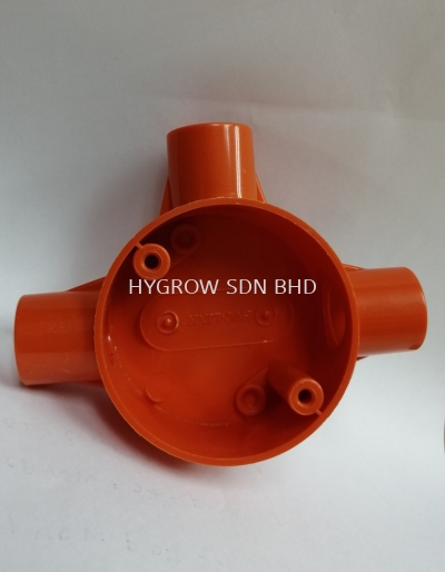 PVC conduit 3 way box 20mm orange [Clearance Stock]