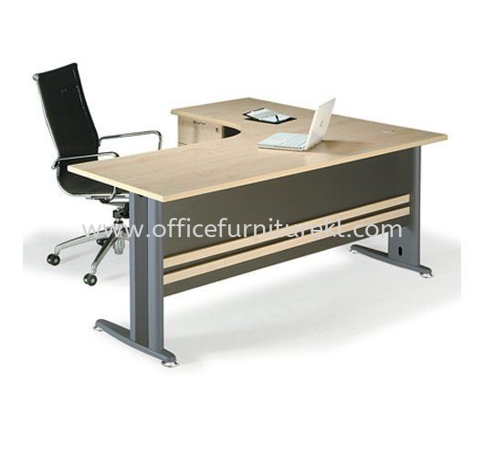 TITUS 6' L-SHAPE OFFICE TABLE / DESK C/W FIXED PEDESTAL 4D ATL 1815-4D (Color Maple) - L shape office table Taman Wahyu | L shape office table Jalan Kerinchi | L shape office table Bandar Sunway | L-shape office table Direct From Factory