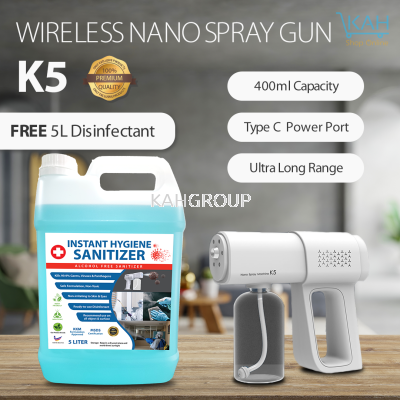 Purchase Wireless Nano Spray Gun K5 @  FREE 5L Ultraejau Instant Hygiene Sanitizer