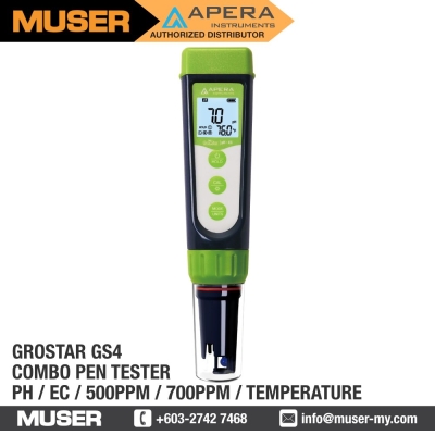 GroStar GS4 pH / EC / 500ppm / 700ppm / Temperature Combo Pen Tester | Apera by Muser