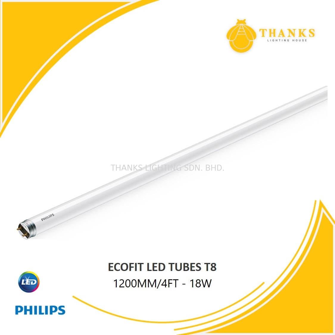 PHILIPS ECOFIT 18W 1200MM 6500K LED T8 TUBES LED Tube Lights Perak,  Malaysia, Ipoh | THANKS LIGHTING HOUSE