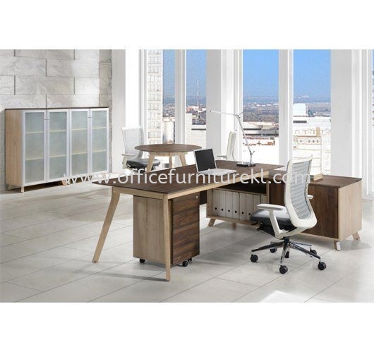 PAXIS DIRECTOR OFFICE TABLE C/W SIDE LOW CABINET & MOBILE PEDESTAL 2D1F PXI 2190 - director office table Berjaya Park | director office table Ulu Kelang | director office table Jalan Imbi | director office table 11.11 Mega Sale