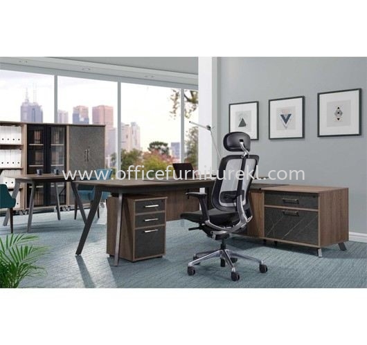 PAXOS DIRECTOR OFFICE TABLE C/W SIDE LOW CABINET & MOBILE PEDESTAL 2D1F PXO 2190 - director office table Bukit Kiara | director office table Empire City | director office table Setia Alam | director office table New Design