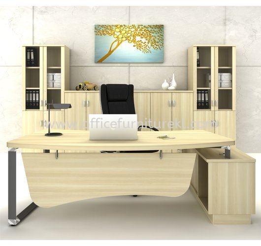 PYRAMID DIRECTOR OFFICE TABLE C/W SIDE LOW CABINET & CABINET SET AQ-OXL 2462 (Color Boras Ash) - director office table Kota Damansara | director office table Setapak | director office table Tropicana | director office table 12.12 Mega Sale