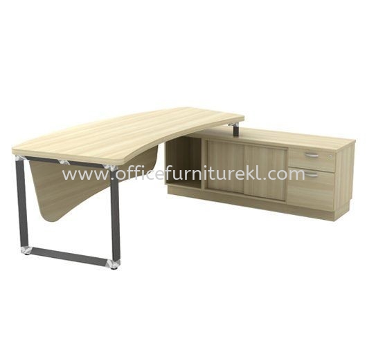 PYRAMID DIRECTOR OFFICE TABLE C/W SIDE LOW CABINET AQ-OXR 2462 (Table Top 41THK) (Color Boras Ash) - director office table Kelana Jaya | director office table Selayang | director office table Rawang | director office table Top 10 Best Selling