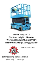 Scissor Lift Rental In Malaysia www.thesmtl.com +60127766158