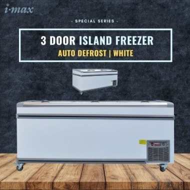 White 3 Glass Door Island Freezer