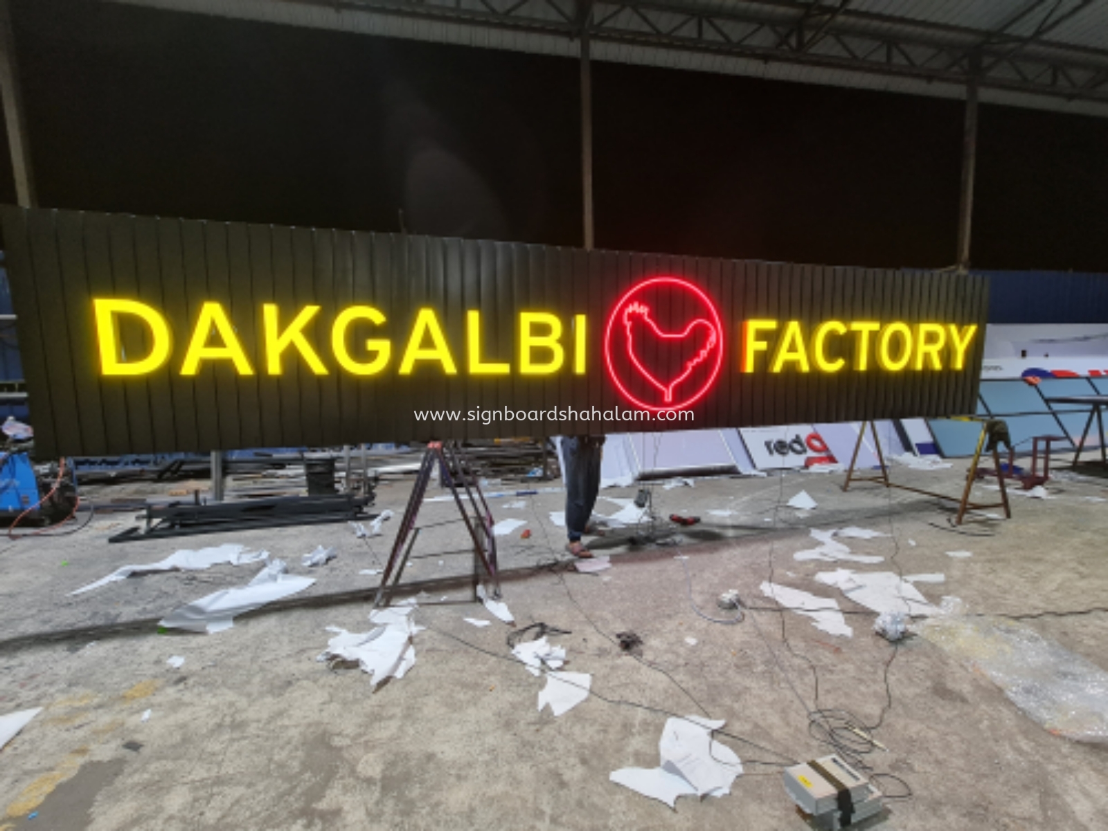 Signboard Dakgalbi Factory, 3D Led Frontlit Signboard, Led Neon Light U Channel