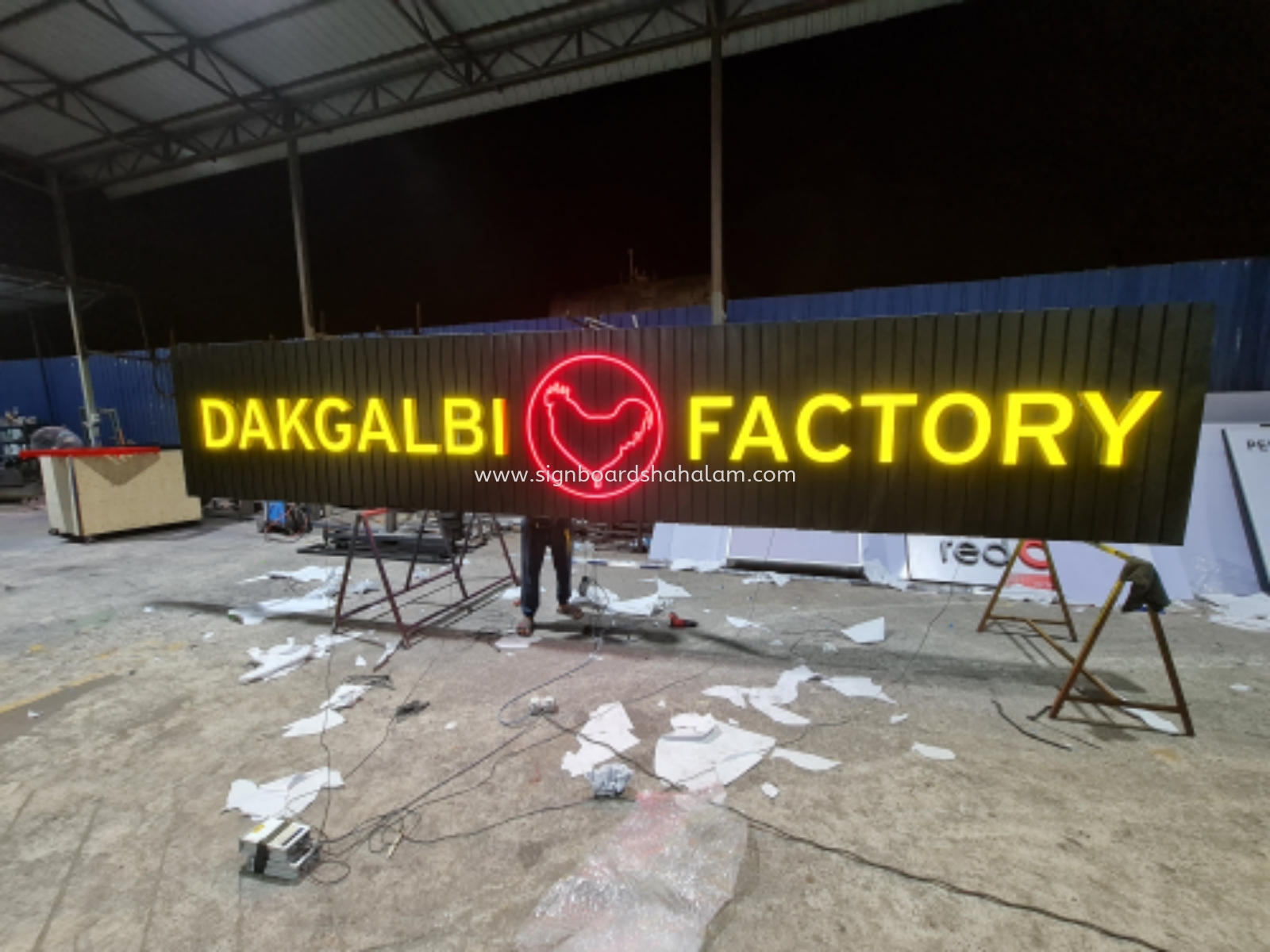 Signboard Dakgalbi Factory, 3D Led Frontlit Signboard, Led Neon Light U Channel