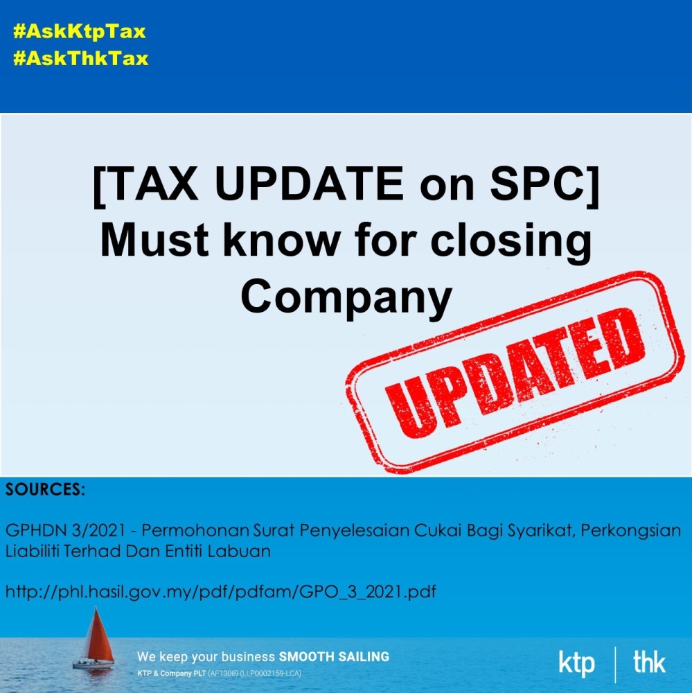 tax update on SPC to close off your company