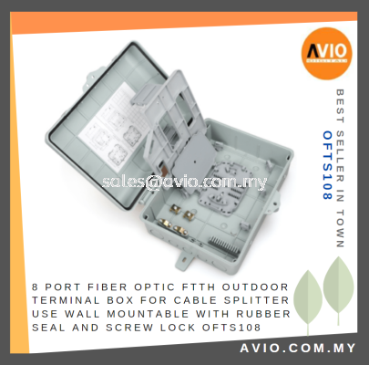 8 Port FTTH Fiber Optic Outdoor Terminal Box Cable Splitter use Wall Mount with Rubber Seal and Screw Lock OFTS108