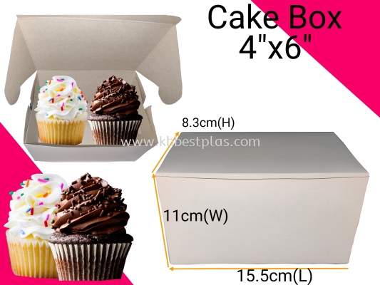 Cake  Box  4"x6" (White) 100pcs+/-