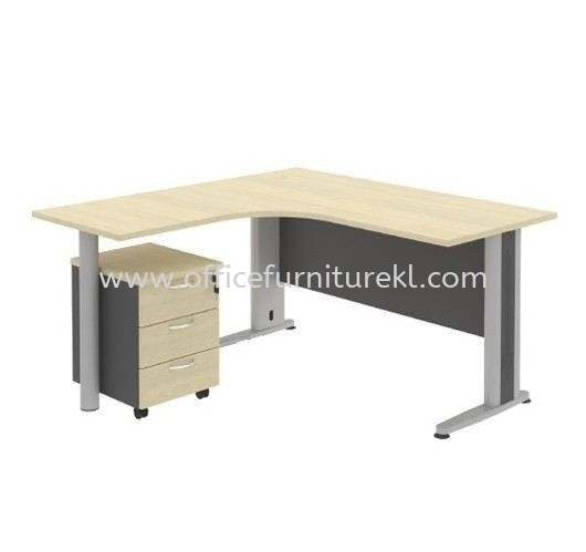 TITUS 5' L-SHAPE OFFICE TABLE / DESK C/W MOBILE PEDESTAL 3D ATL 1515-M (Color Maple) - L-shape office table Serdang | L-shape office table Nilai | L-shape office table Seremban | L-shape office table Top 10 Best Selling